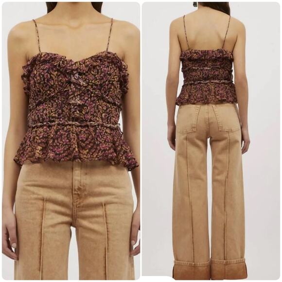 Ulla Johnson Della Silk Chiffon Top in Pomegranate - Picture 1 of 16